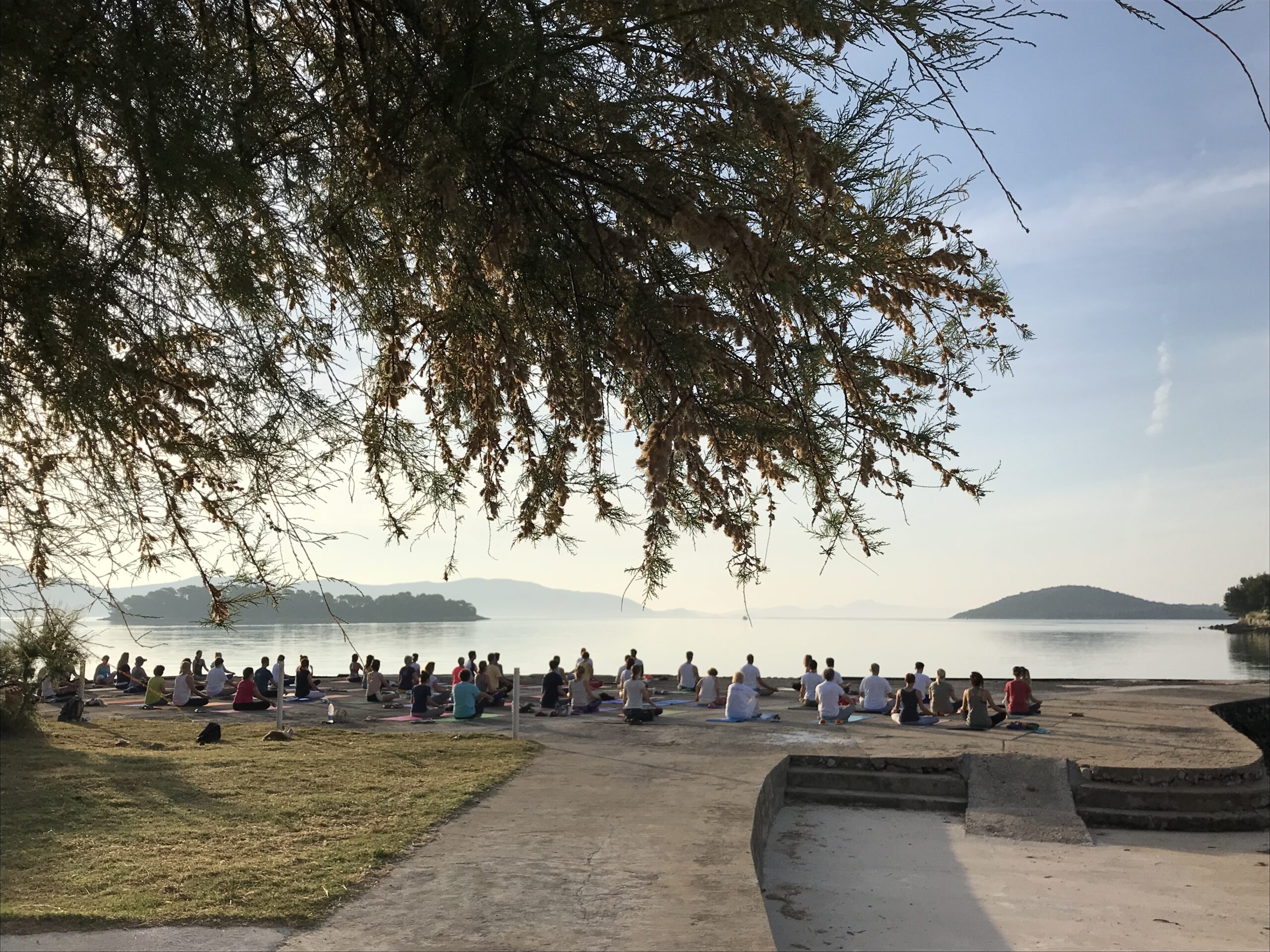 Stage people doing yoga during daytime